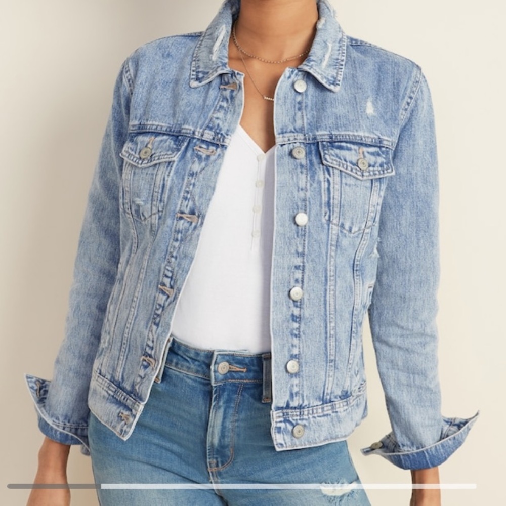 XS Distressed Jean Jacket